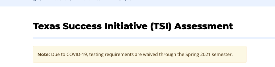 TSI Test Administration Dates